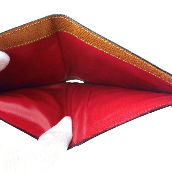 CELINE Two Folded Wallet Logo Plate Leather Authentic USED - Picture 6 of 9